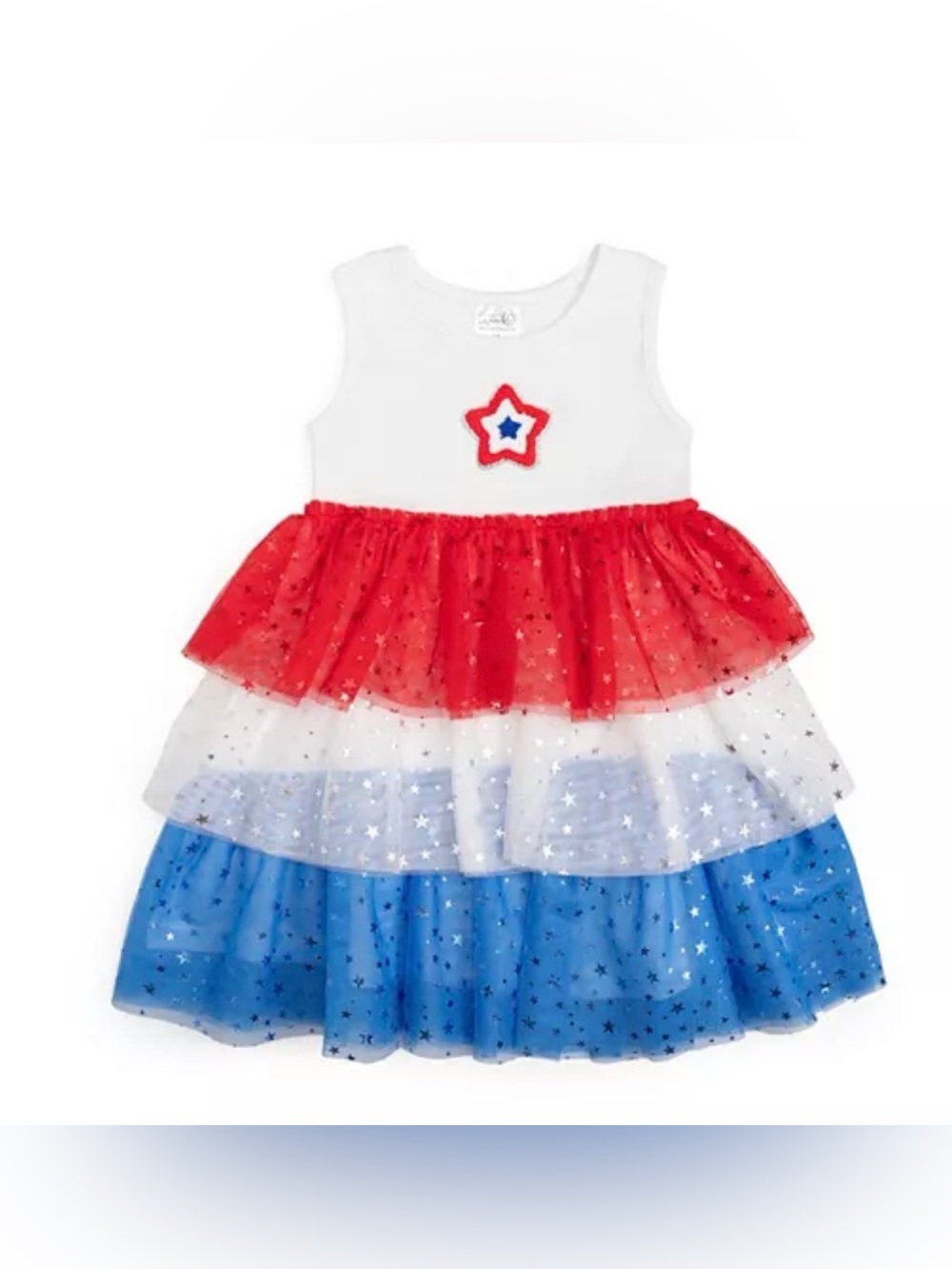 Toddler Girls Patriotic Star Patch Tank Tutu Dress - 5
